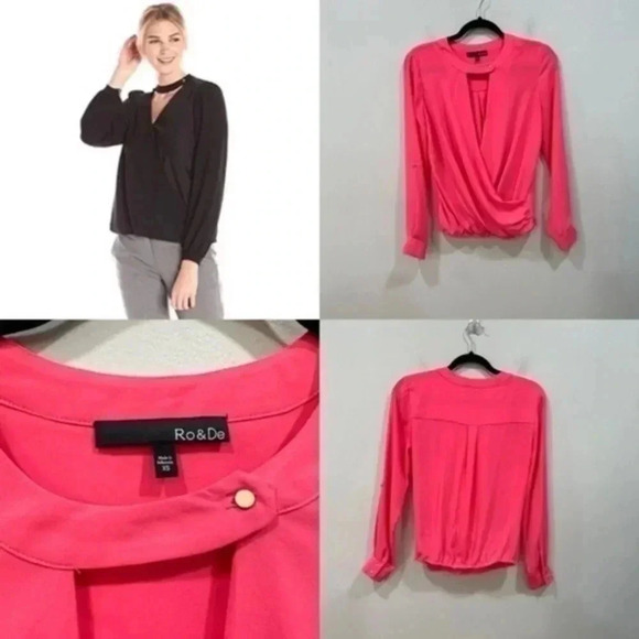 💥 Ro & De Pink Peekaboo Blouse XS - Picture 1 of 8